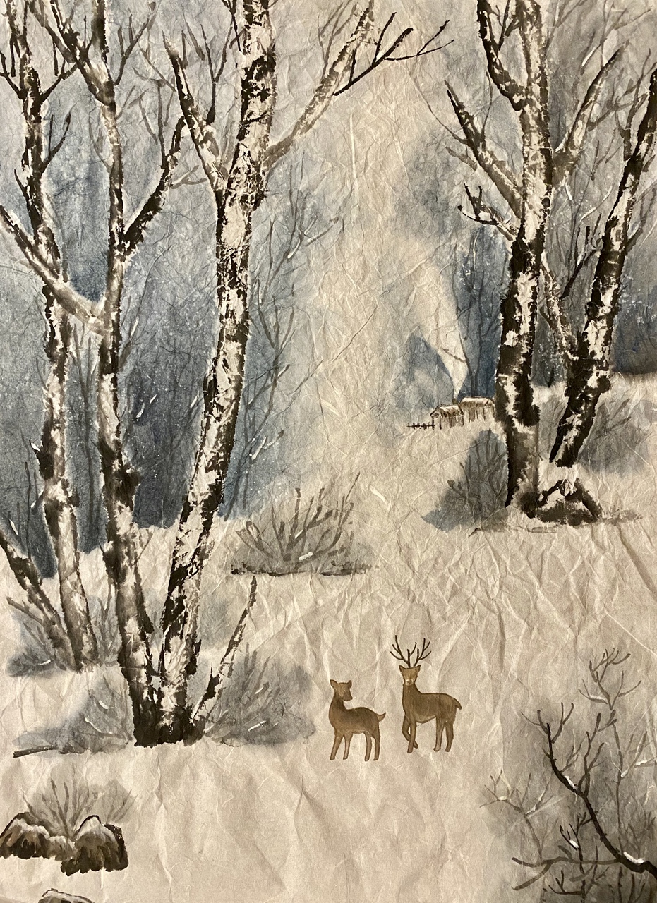Snowy Deer