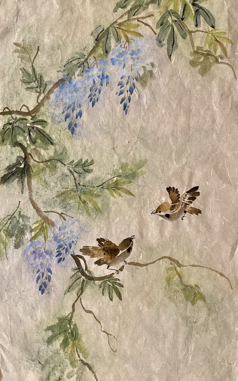 Wisteria and Birds